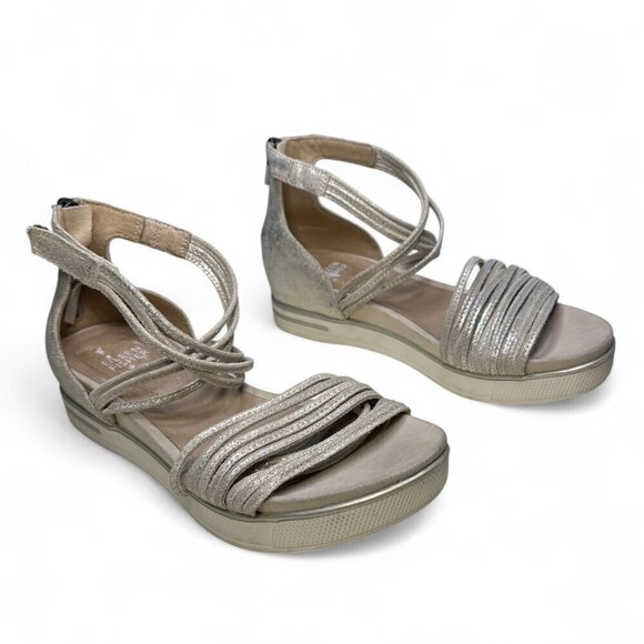 Eileen Fisher Women's Shea Suede Platform Wedge Sandals Size 7 Platinum - Picture 2 of 13